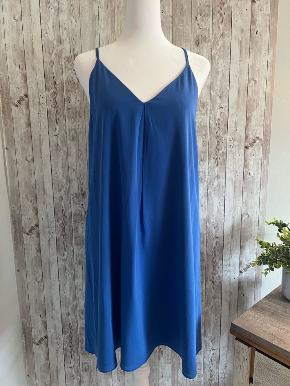Alice + Olivia Royal Blue Silk Y-Back Tank Mini Fierra Slip Dress Medium